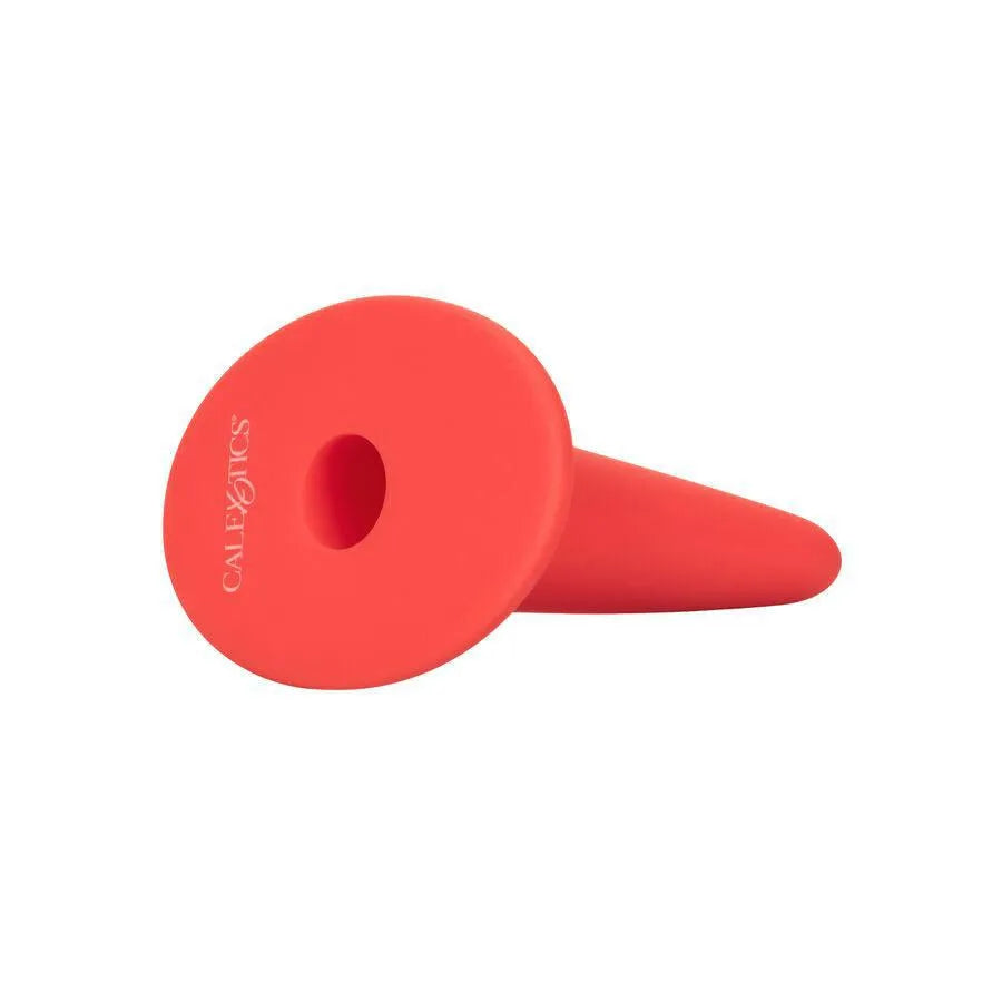 Ensemble de dilatateurs vaginaux en silicone rouge, profilés et gradués, avec base incurvée pour insertion facile et confo...