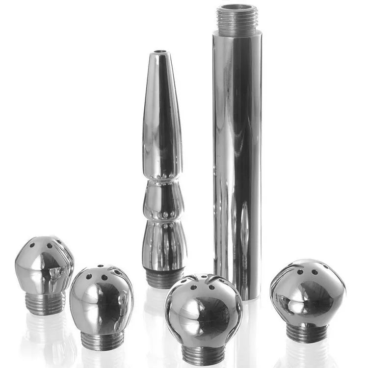 Ensemble nettoyage intime aluminium durable, quatre têtes interchangeables, poignée ergonomique, hygiénique et sécurisé.