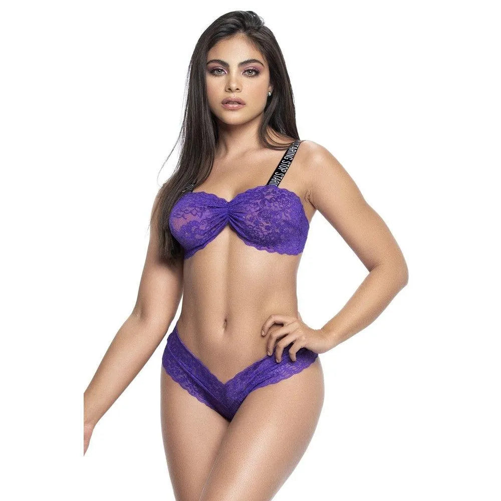 ensemble deux pièces femme dentelle violette noire soutiengorge floral bretelles larges imprimées culotte assortie polyamide elasthanne confortable sensuelle coupe flatteuse