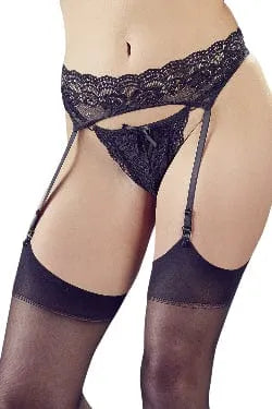 ensemble portejarretelles dentelle noire ajustable sexy string ficelle polyamide élasthanne confort sublimante silhouette glamour soirée romantique