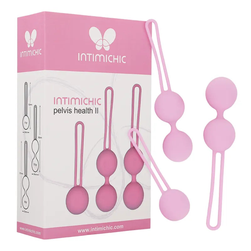 Entraineur musculaire plancher pelvien silicone médical hypoallergénique sans phtalates ergonomique confort extraction cordon résistant tailles progressives progression sac satin manuel