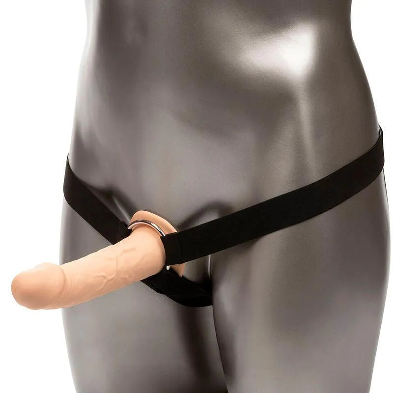 extension harnais réaliste silicone liquide 5cm manchon creux texturé base large anneau métallique sangles épaisses imperméable