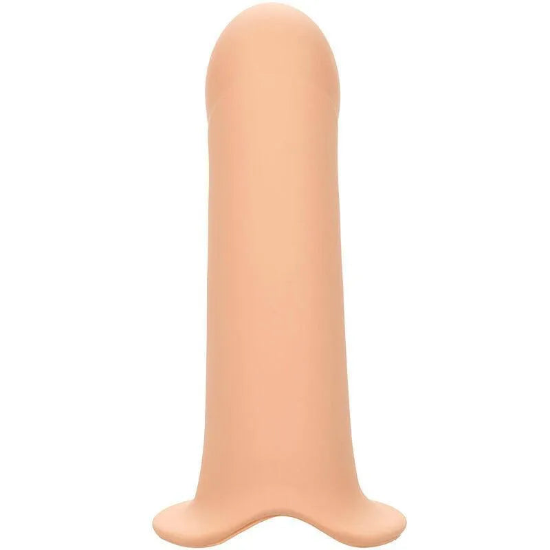 Extension harnais silicone liquide beige, 5 cm, lisse, base large, imperméable, sans phtalates, durable, élastiques épaisses.