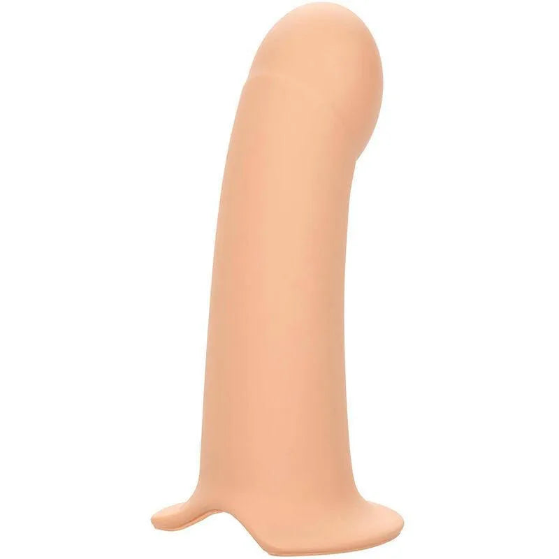 Extension harnais silicone liquide beige, 5 cm, lisse, base large, imperméable, sans phtalates, durable et élastique.
