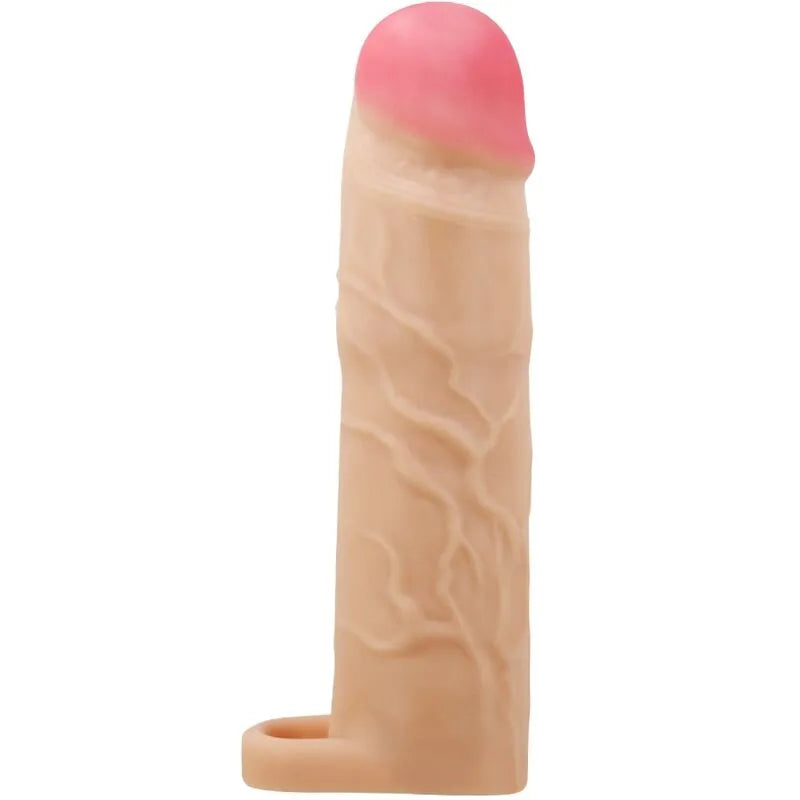 Extension pénis silicone réaliste douce souple submersible anatomique tige creuse anneau maintien sécurisé nœuds surélevés stimulation intense garantie 12 mois