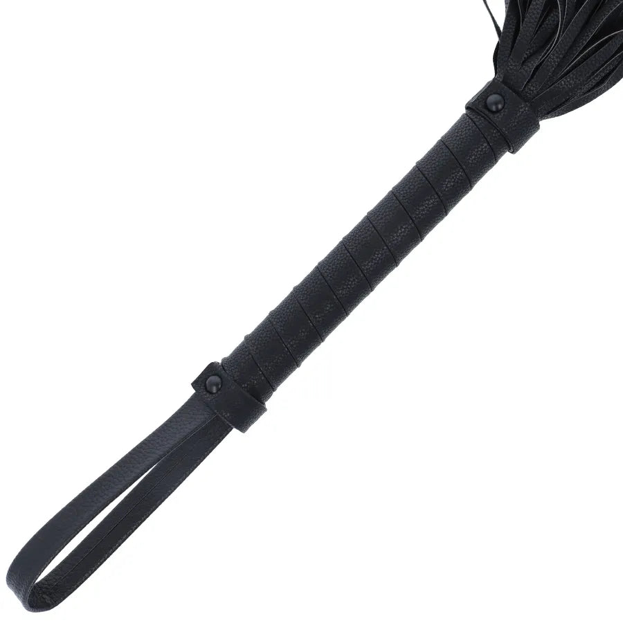 Fouet Bondage Cuir Noir Haute Qualité Poignée Ergonomique Durabilité Confort Sensations BDSM Débutants Confirmés Domination Soumission Esthétique Luxueux