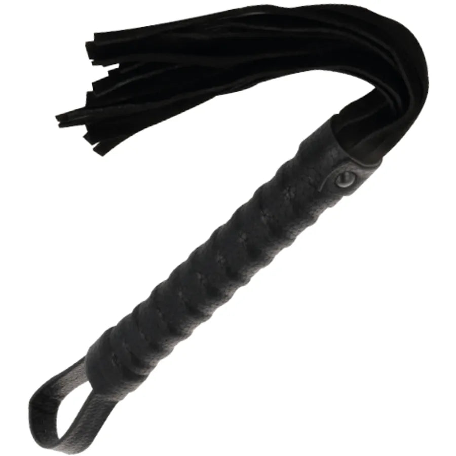 fouet bondage noir élégant sophistiqué durable qualité supérieure poignée ergonomique sensorielle sécurisé débutant confirmé fétiche artisanal
