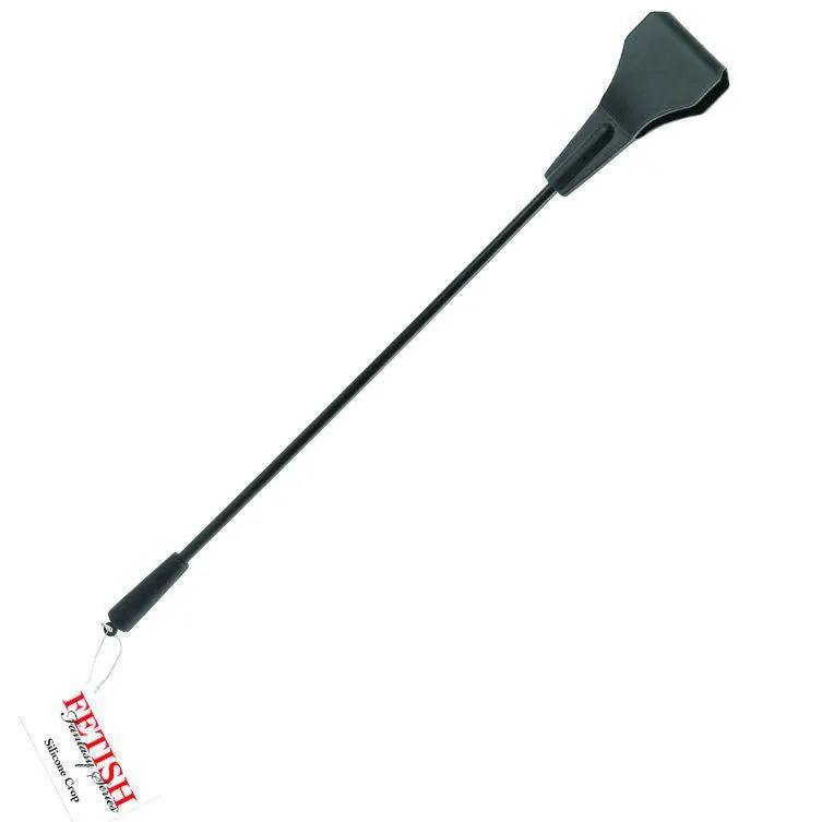 Fouet en silicone noir 71 cm, poignée ergonomique antidérapante, design souple et durable pour jeux intimes sécurisés.