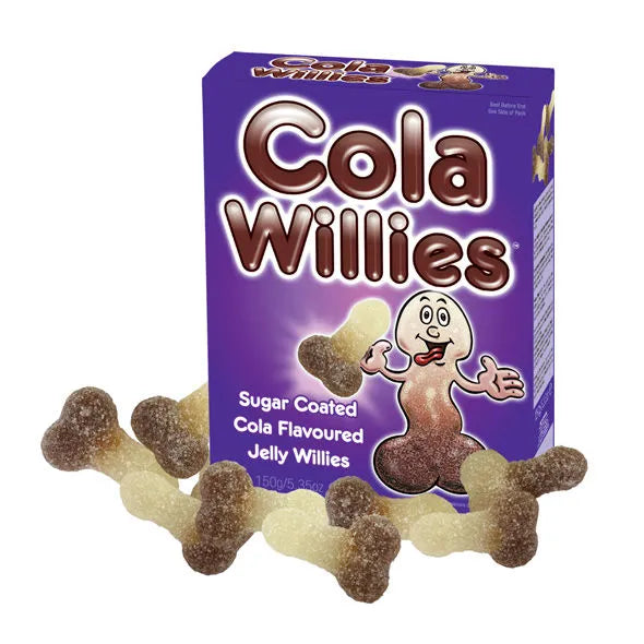 Friandises humoristiques péniformes goût cola sucrées enrobées sucre 150g boîte cadeau enterrement vie garçon fête partageables tailles multiples