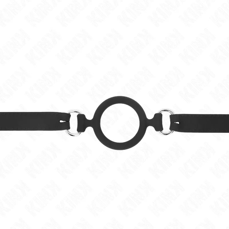 Baillon BDSM silicone noir ajustable, hypoallergénique, avec sangle ergonomique et anneaux métalliques, esthétique et sécu...