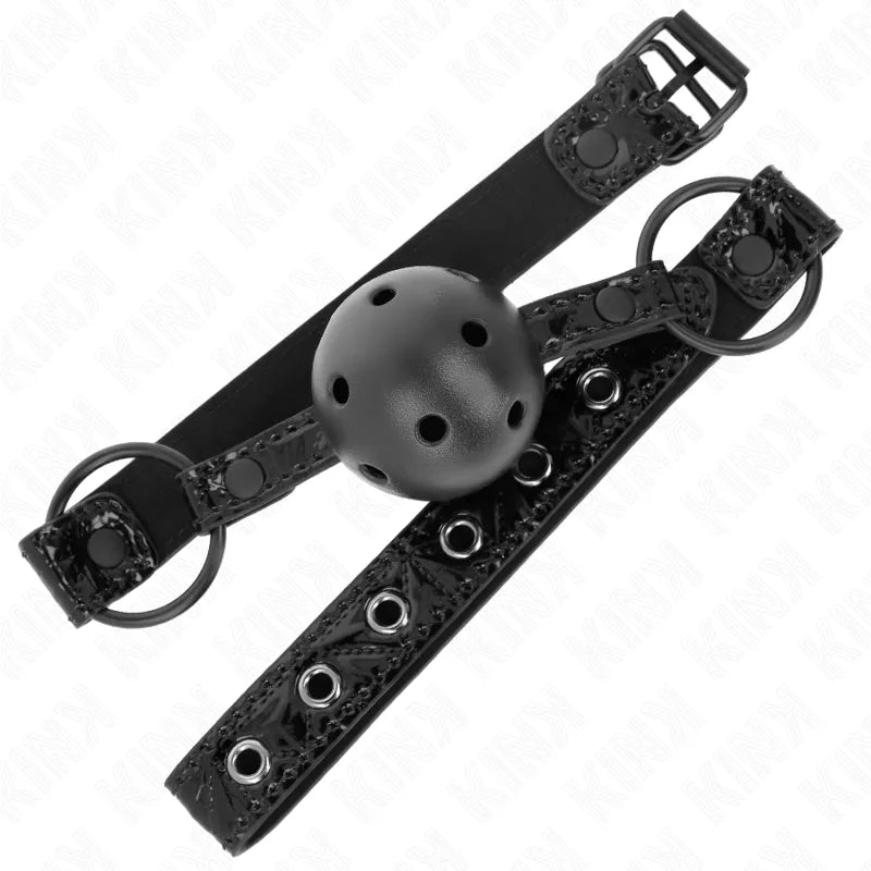 Bouchon silicone noir ajustable avec bille perforée, design ergonomique, idéal pour confort et sécurité en sessions BDSM.