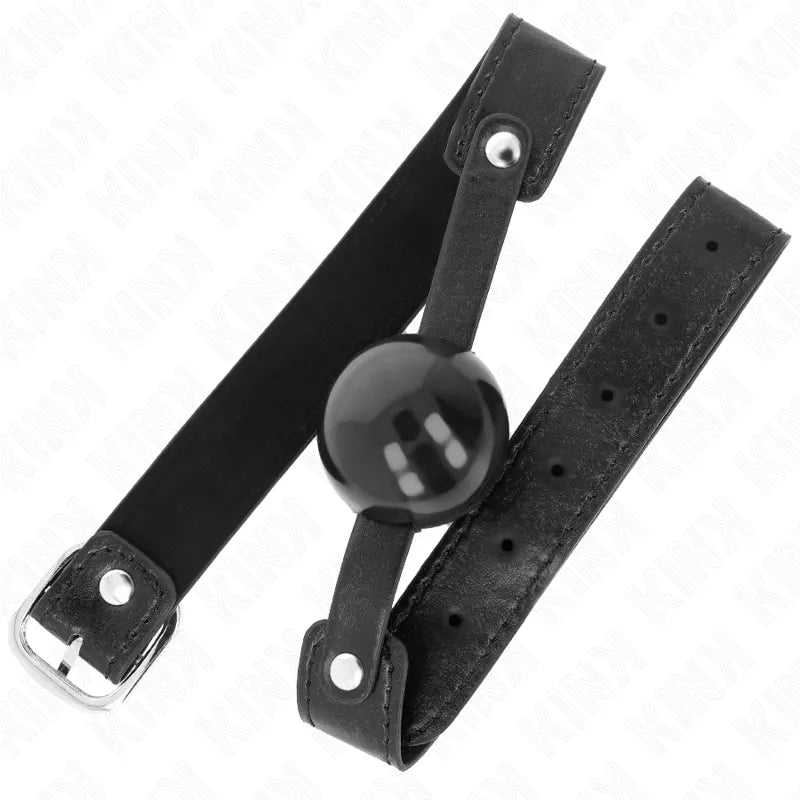 Gag BDSM silicone noir ajustable, ergonomique, hypoallergénique, avec sangle en cuir et boucle métallique pour confort et ...