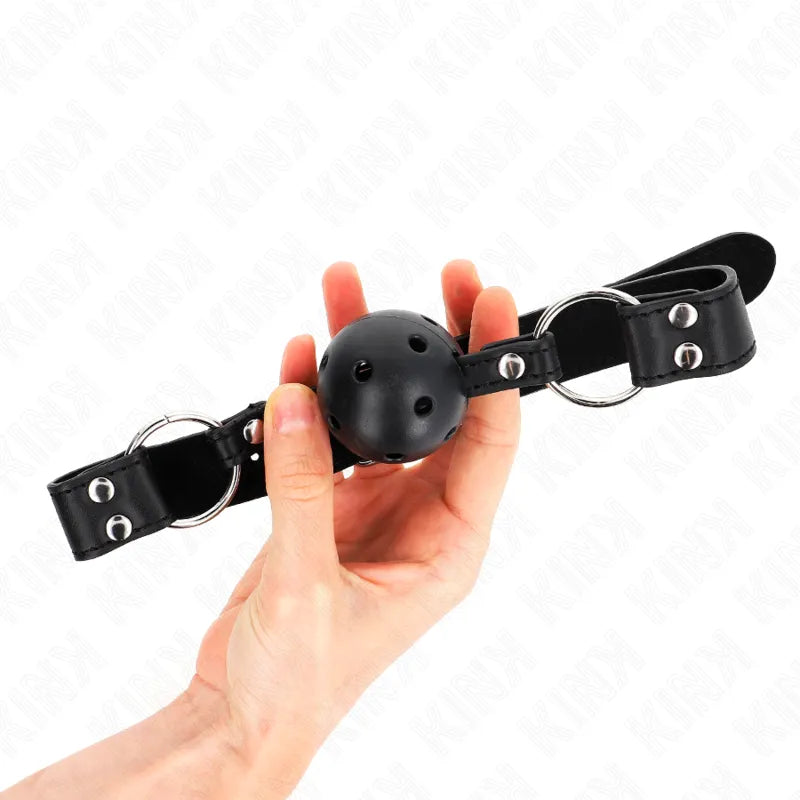 Gag BDSM en silicone noir avec sangles ajustables, design ergonomique, idéal pour débutants et experts, confort et sécurité.