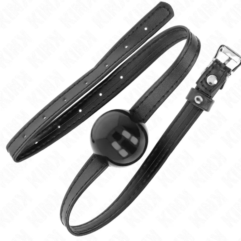 Gag BDSM en silicone noir avec sangle ajustable, design ergonomique et élégant pour confort et sécurité optimale.