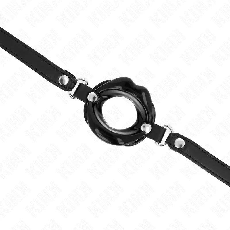 Bâillon BDSM en silicone noir, ergonomique et ajustable, avec cerceau durable et confortable pour débutants et experts.