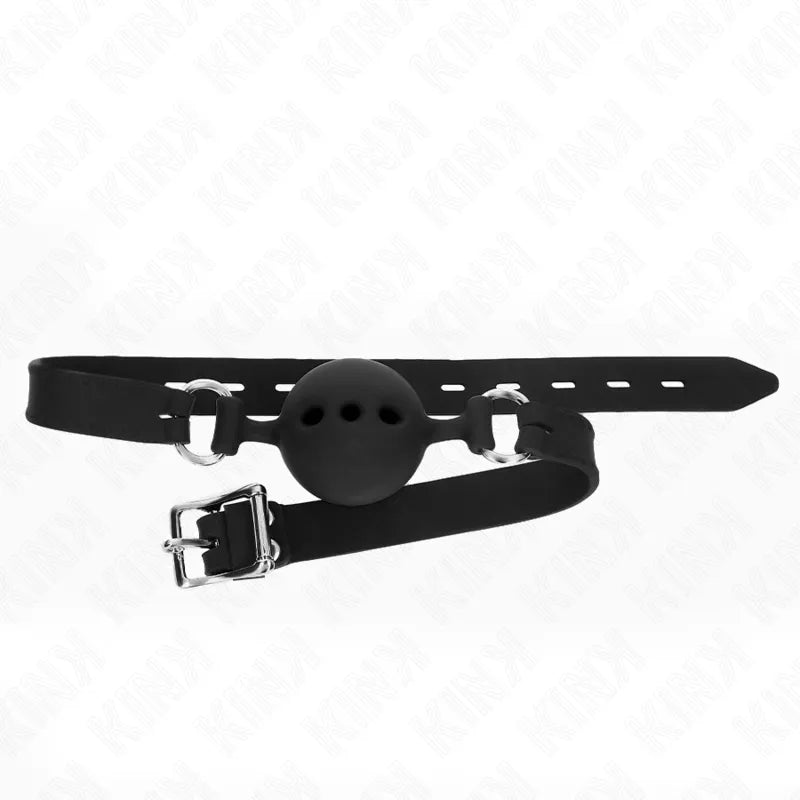 Gag BDSM noir en silicone ultra doux avec sangles ajustables, ergonomique et discret pour confort et sécurité optimale.