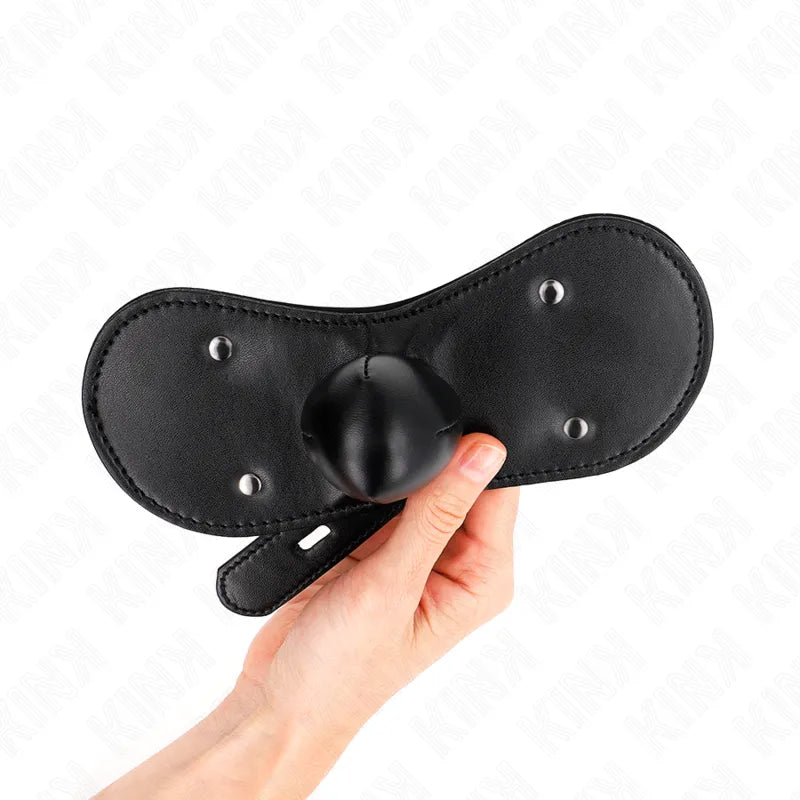 Gag boule BDSM en silicone noir doux, ergonomique, avec sangle réglable pour confort et sécurité, idéal débutants et experts.