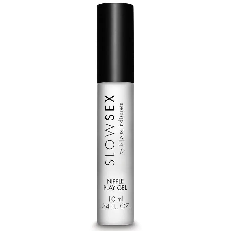 Gel érotique effet froid coco, tube blanc 10ml avec applicateur métallique, marque SLOW SEX, design compact et écologique.