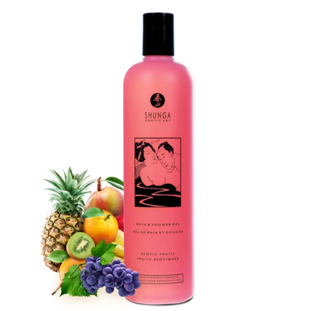 gel douche aphrodisiaque fruits exotiques Shunga parfum envoûtant mousse onctueuse huiles végétales vitamine E peau soyeuse