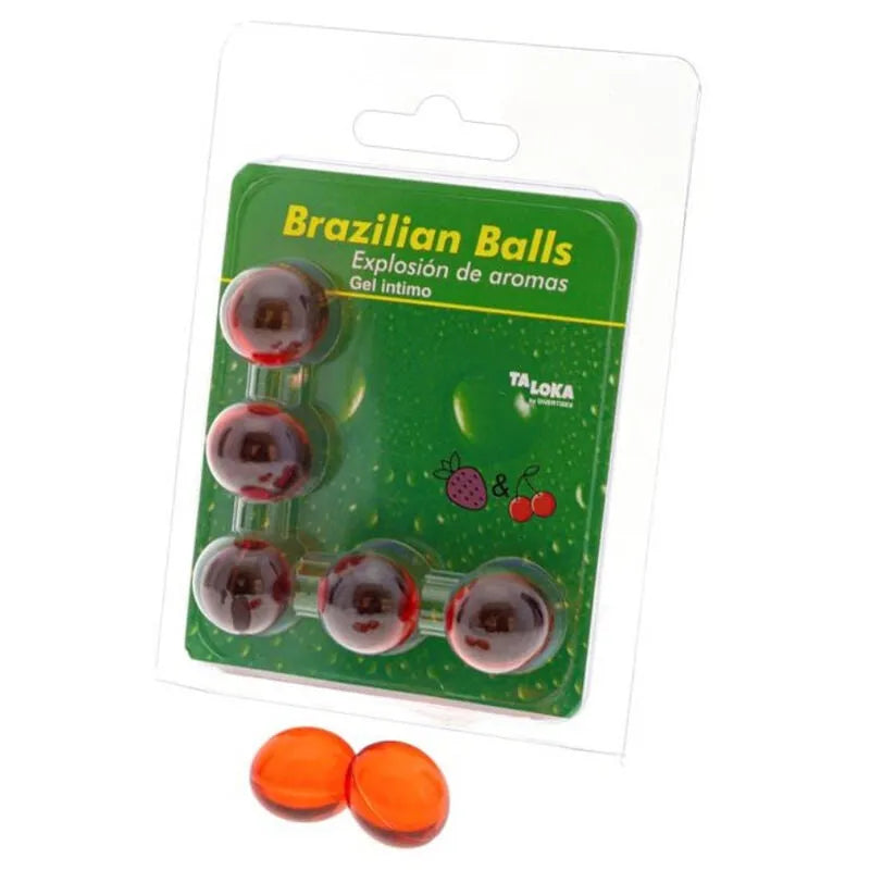 Gel intime boules brésiliennes fraise cerise parfumées lubrifiantes sensorielles solubles corporelles satinées érotiques anales vaginales massantes