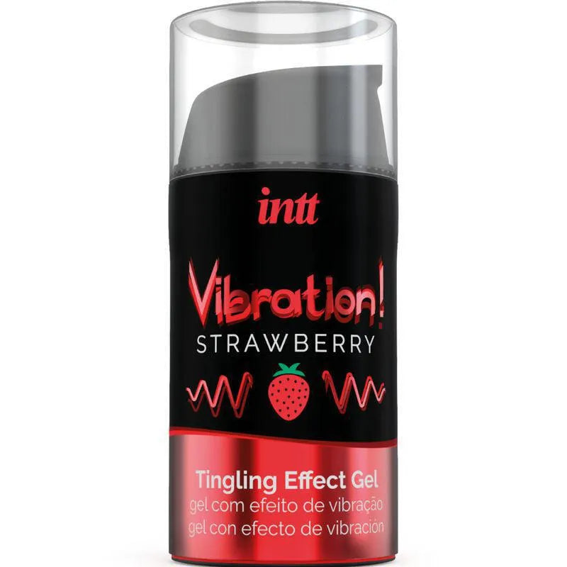 gel intime stimulant fraise vibrant sensations vibrantes intenses saveur sucrée embrassable sensibilité accrue clitoris pénis distributeur pratique discret