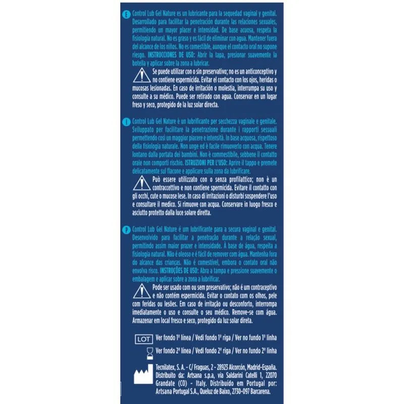 Gel lubrifiant intime hydratant, tube bleu 75ml, hypoallergénique, compatible préservatifs, sans parabènes.