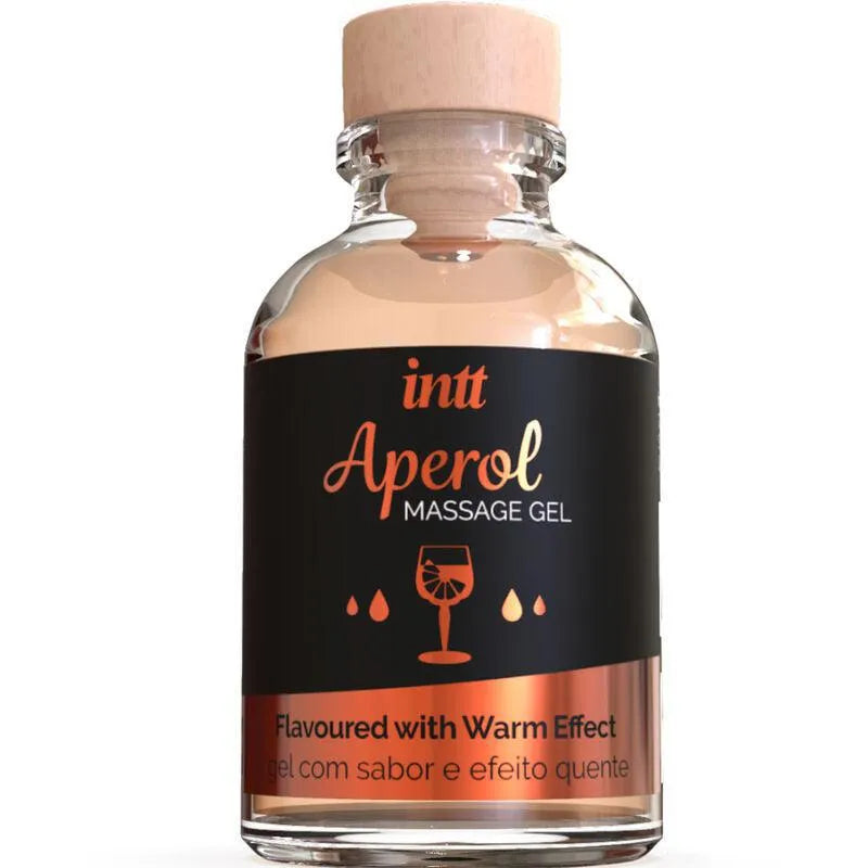 Gel lubrifiant intime aromatisé Aperol effet chauffant embrassable sensuel fruité pétillant texture soyeuse hydratante compatible oral pénétration massage longue durée