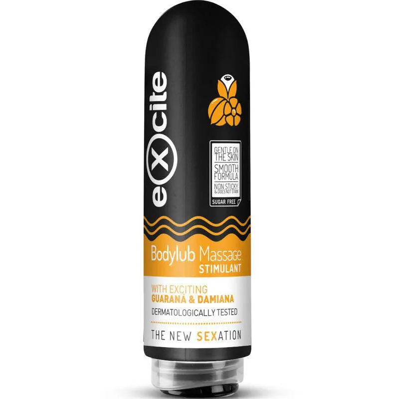 Gel lubrifiant massage corporel aphrodisiaque aqueux guarana damiana biologique hydratant non collant rinçable testé dermatologiquement hypoallergénique sans parabènes sans sucres
