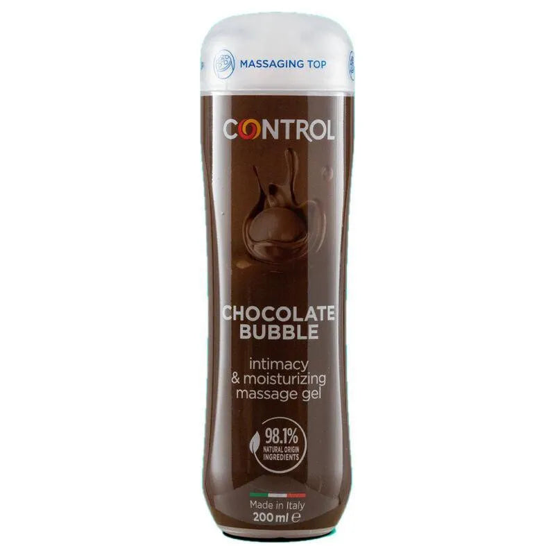 Gel Massage Chocolat Hydratant Sensoriel Arôme Envoûtant Intense Texture Soyeuse Non Collant Sans Sucre Capuchon Sphères Massantes 200ml