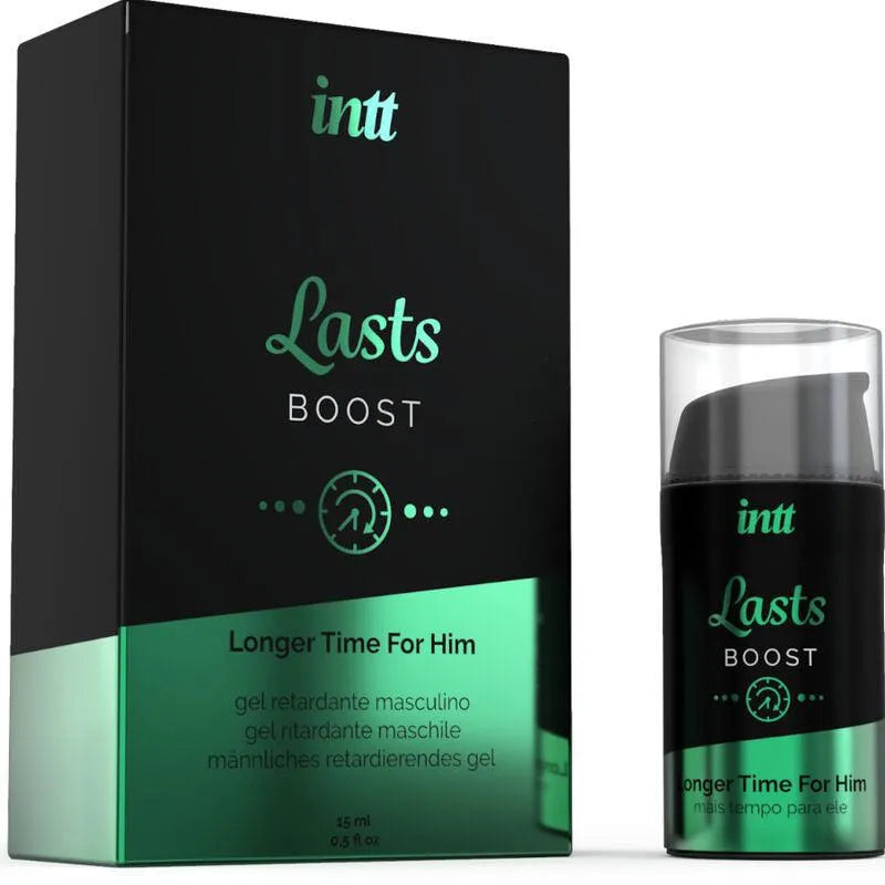 Gel retardateur éjaculation menthe girofle, flacon noir et vert 15ml, packaging discret et moderne.