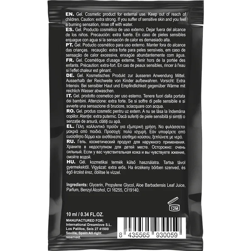 Gel retardateur homme Coquette Chic Desire 10ml, tube noir compact, texte blanc, format poche, testé dermatologiquement.