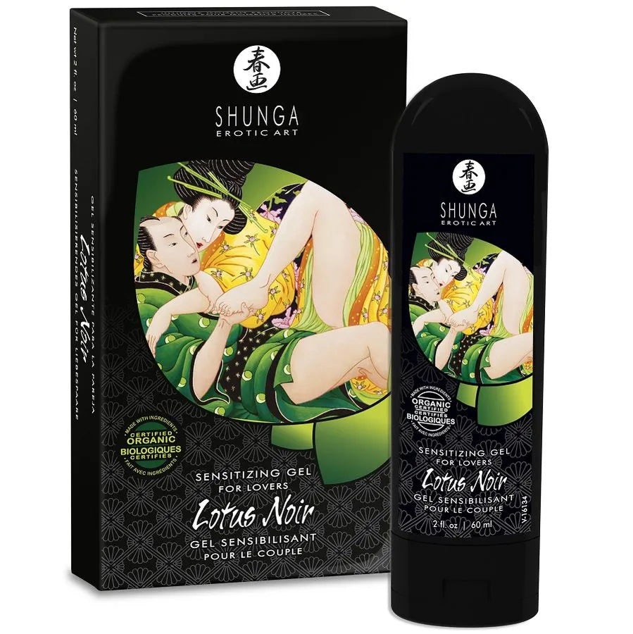 Gel sensibilisant érotique bio Shunga damiana stimulant naturel clitoridienne pénienne augmentation sensibilité lubrification optimale compatible latex glycérine aqueuse 60ml intime