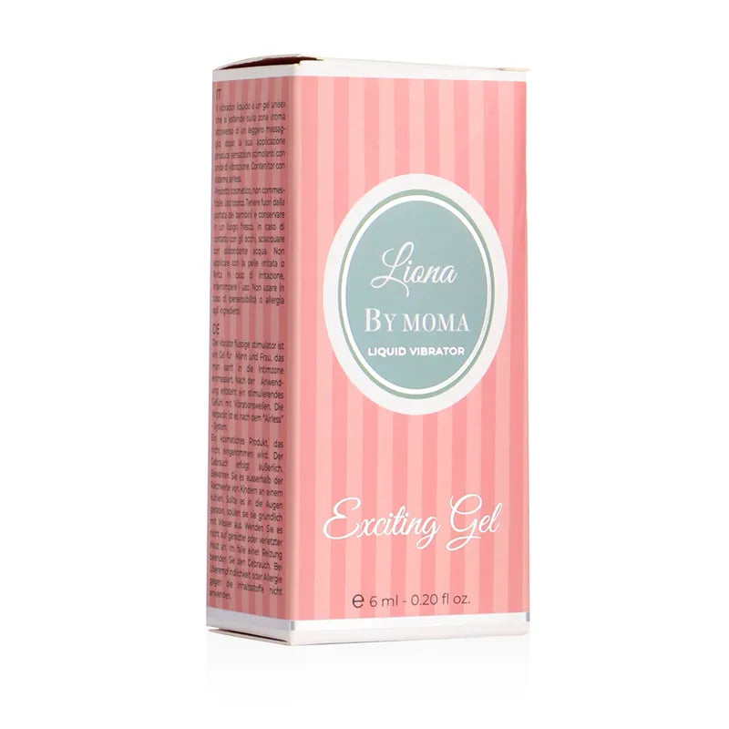 Flacon rose 6ml de gel stimulant intime Liona Moma, design élégant, hydratation rapide, expérience sensorielle.