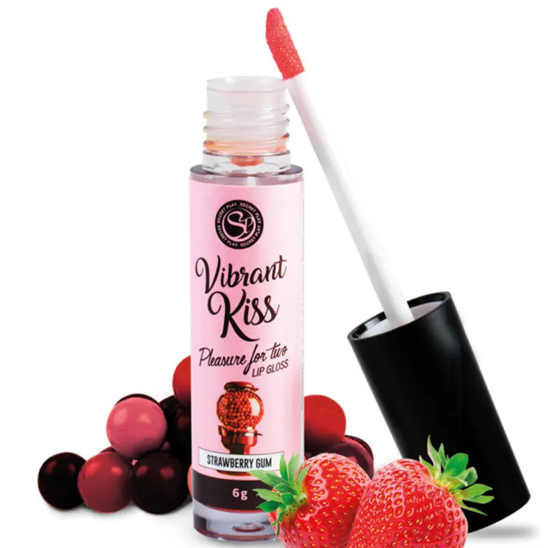 gloss lèvres vibrantes saveurs comestibles sensoriel sensuel six gomme fraise glycérine compatibles préservatifs jouets mini Espagne préliminaires baisers