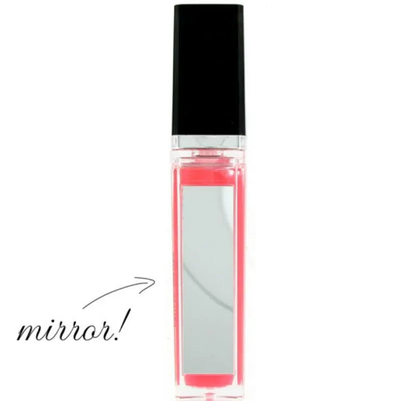 Flacon de gloss érotique chocolat fondant, 10 ml, design nomade, capuchon noir, tube transparent, texture lisse.