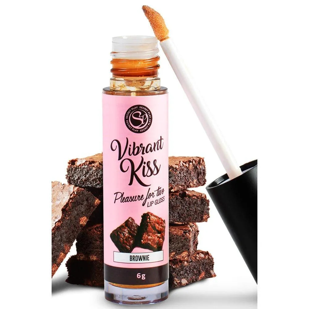 gloss lèvres comestible saveur brownie vibrations picotement stimulant sensations intenses plaisir oral fellation compatible préservatifs jouets six grammes fabriqué Espagne