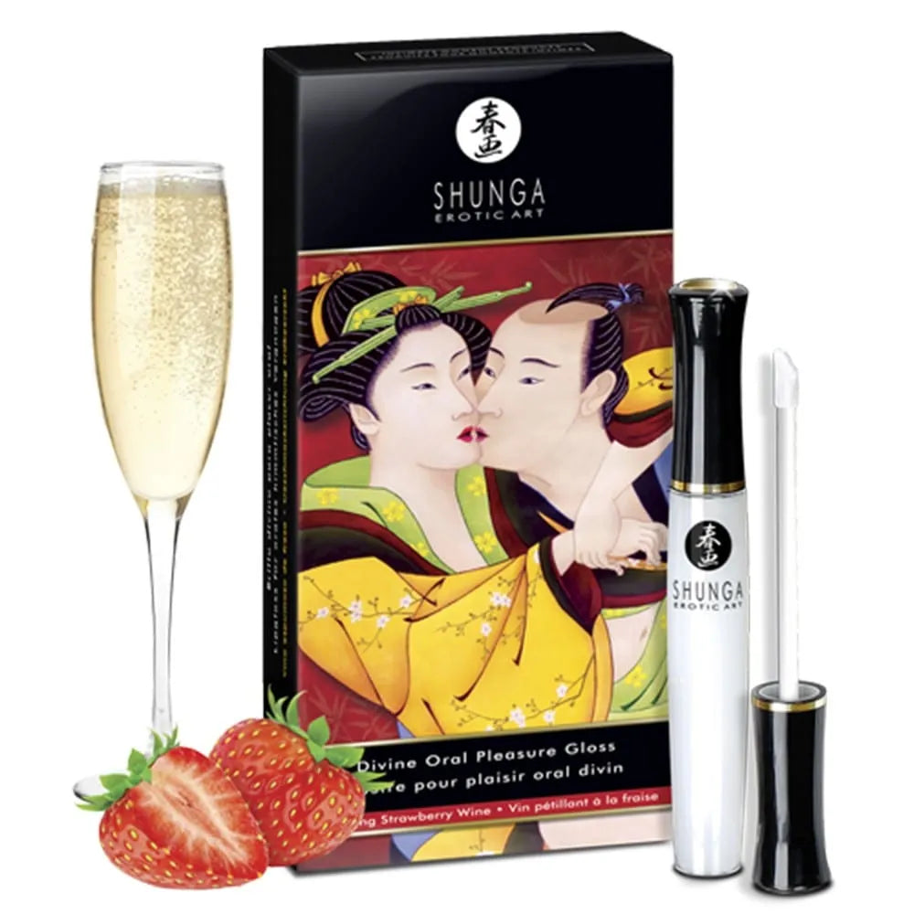 Gloss stimulant fraise vin pétillant aromatisé chauffant rafraîchissant picotant intensifiant sensoriel oral intime lèvres sensibilité gourmand longue durée discret 10ml