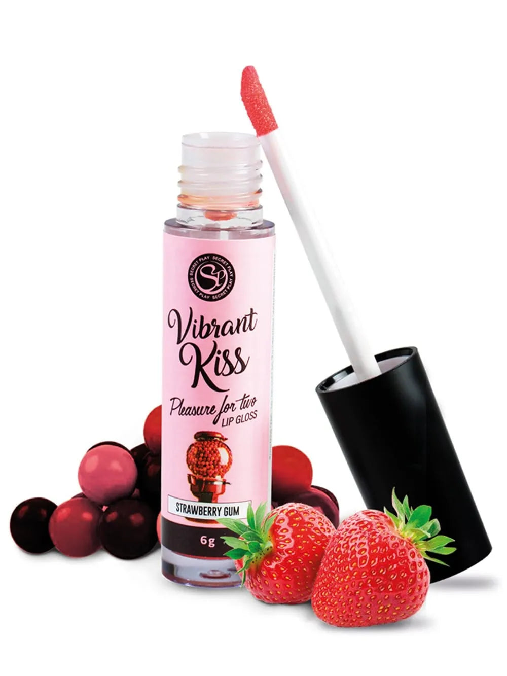 Gloss Vibrant Saveur Fraise Comestible Compatible Préservatifs Jouets Glycérine Fabrication Espagnole Sensations Picotement Intense Stimulation Baisers Plaisir Oral