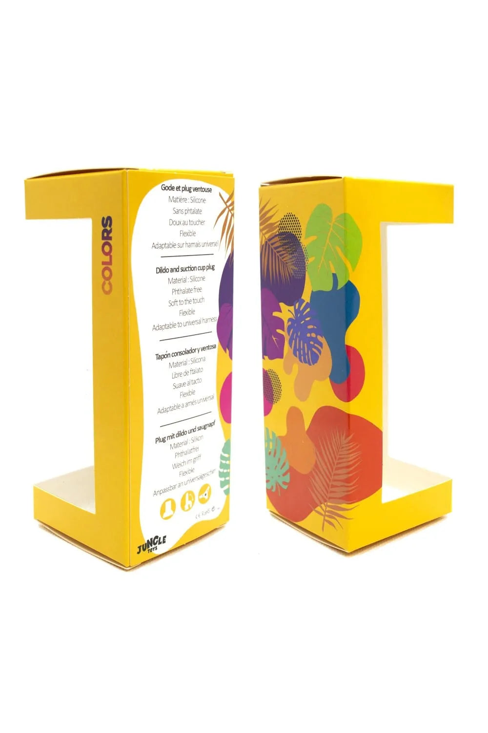 Gode ventouse silicone hypoallergénique, formes généreuses, couleur vive, fixation surfaces lisses, 19cm x 35mm.