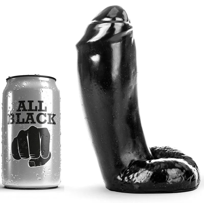 Gode noir hypoallergénique sansphtalates texturesemivisible tige droite testicules biendéfinis 16cm 6cm débutants sensation réaliste facile nettoyage