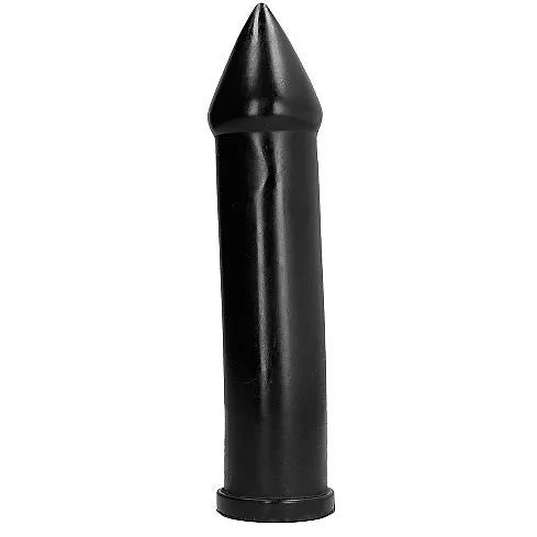 Gode noir en PVC hypoallergénique 24cm, texture douce, diamètre 5cm, forme réaliste, compatible lubrifiants silicone et eau.