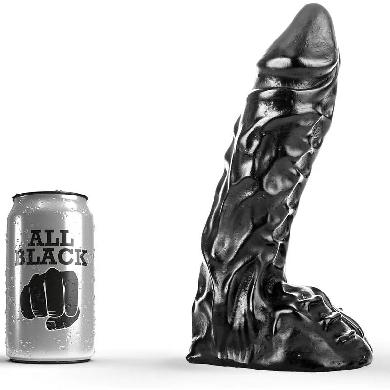Gode Noir Veiné Réaliste PVC Robuste Flexible Texturé Testicules Ergonomique 23cm 5cm Durable Intense Stimulant Hygiénique Facile Nettoyage
