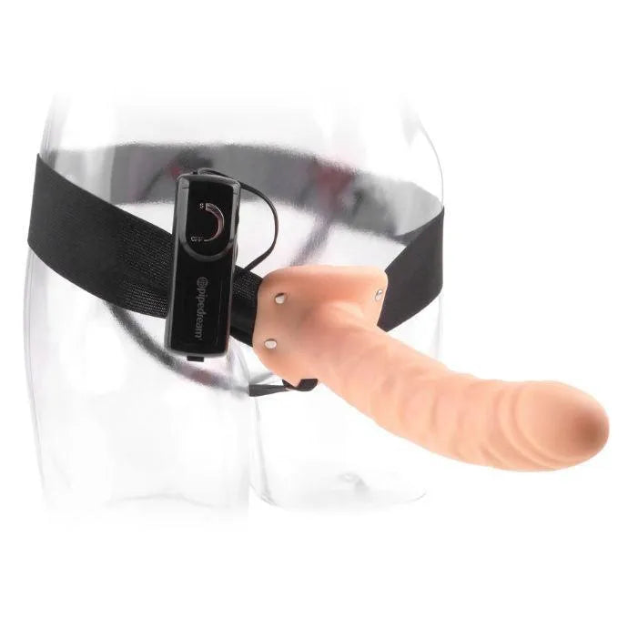 Gode ceinture vibrant 8 pouces, harnais ajustable, réaliste, sans phtalates, vibrations puissantes, longueur insérable 19 cm.