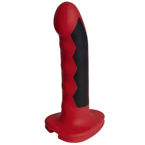 gode ceinture électrostimulation silicone rouge épicé qualité médicale sans phtalates compatible stimulateur harnais ventouse ergonomique polyvalent discret compact