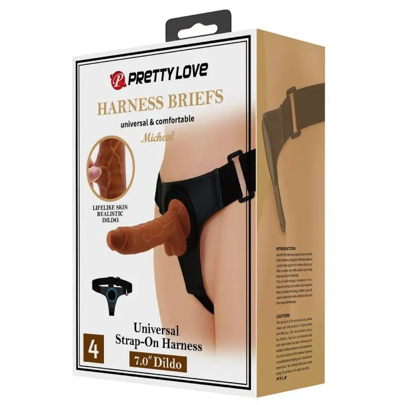 Gode ceinture marron clair réaliste, veiné, silicone, harnais ajustable, étanche, compact, durable, sécurisé.