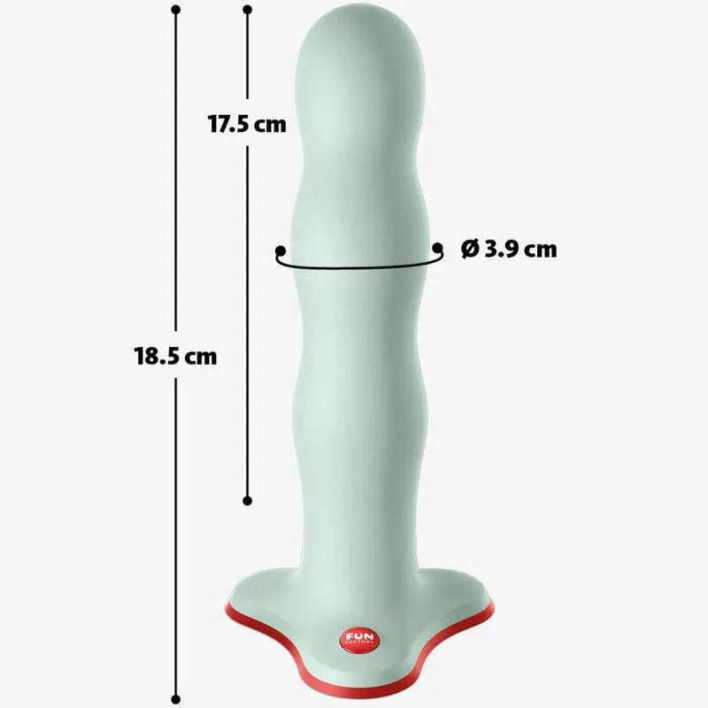Gode ceinture vert avec base rouge, design ergonomique et silencieux, équipé de balles rebondissantes pour stimulation int...