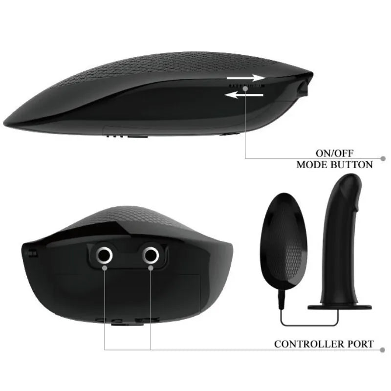 Gode-ceinture vibrant noir, creux, 17cm, moteur puissant, télécommande, harnais réglable, solution dysfonction érectile.