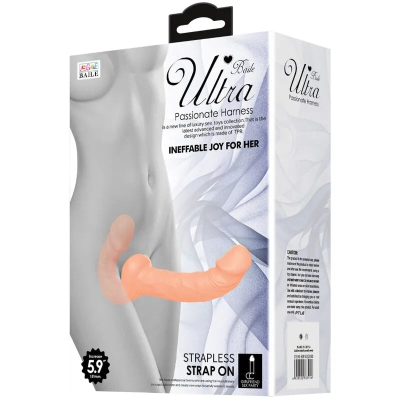 Gode double embout flexible TPR couleur naturelle, pointe souple, stimulation simultanée, emballage élégant.