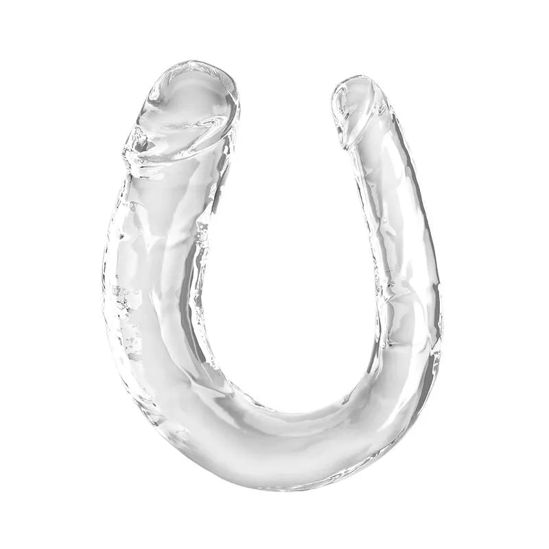 gode double pénétration réaliste thermoplastique transparent translucide flexible veiné tête définie longueur généreuse diamètre variable usage solo couple nettoyage facile