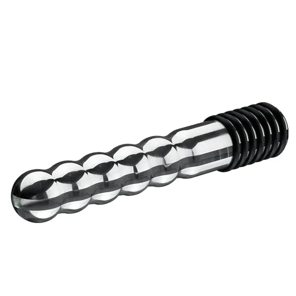 Gode aluminium nervuré gris, électrode bipolaire pour électrostimulation, 135mm, stimulation interne point G et P.